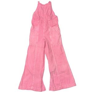 Free People Pink Textured Halter Jumpsuit size small